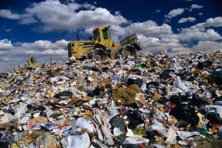 Bulldozer on Trash Dump